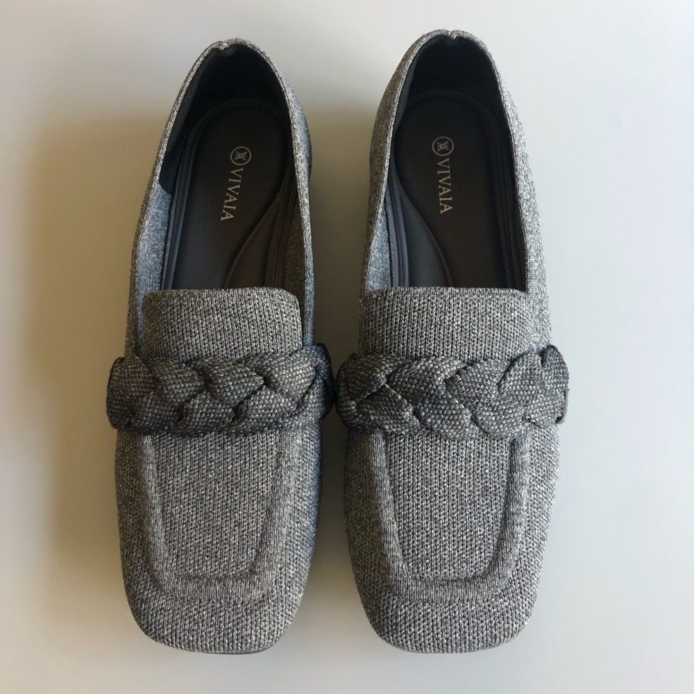VIVAIA Caitlin 2.0 Square-Toe Knot Loafers Grey Size: US 8.5 EUR 39
